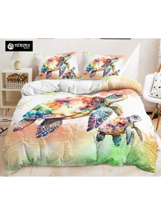 Set Copri Piumone Lenzuolo Federe Copripiumino Tartaruga Duvet Cover BED0101